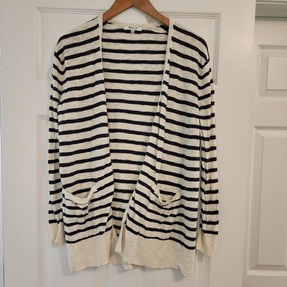 Madewell Navy and Cream Striped Open Front Cardigan Size XXS - Picture 1 of 6